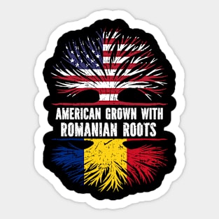 American Grown with Romanian Roots USA Flag Sticker